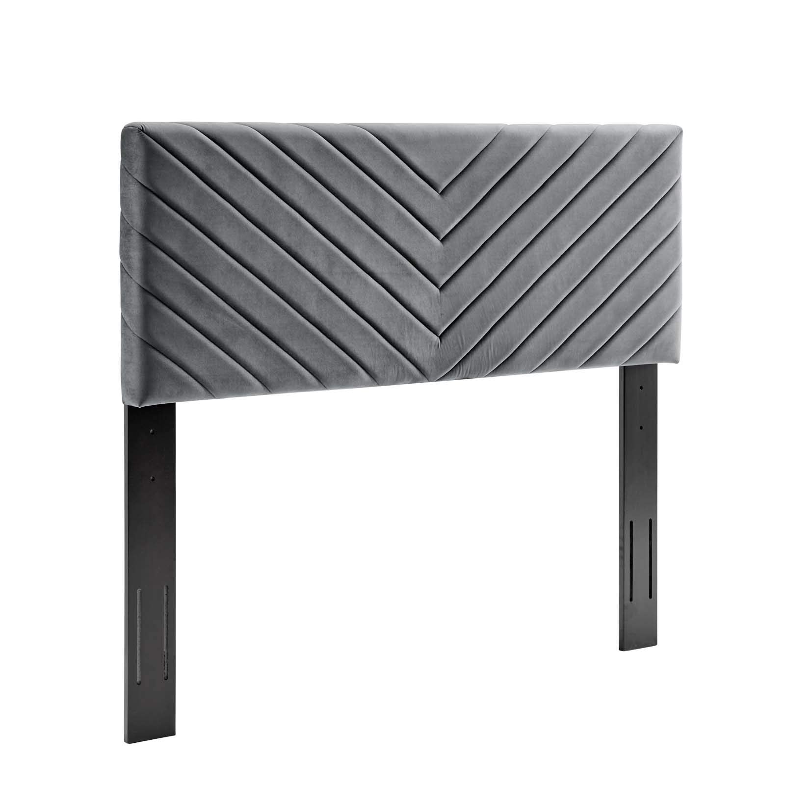 Modway Alyson Angular Channel Tufted Performance Velvet California King Headboard In Charcoal, King King, Model:Mod-6145-Cha